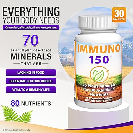 Immuno 150, Immune Support Supplement, Packed with 70 Plant Minerals, 13 Essential Vitamins and 68 Additional Nutrients-150 Vegetable Capsules- Immune Boost for All Age Groups